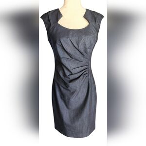 Calvin Klein Gray Chambray Ruched Sheath Dress Women's 4